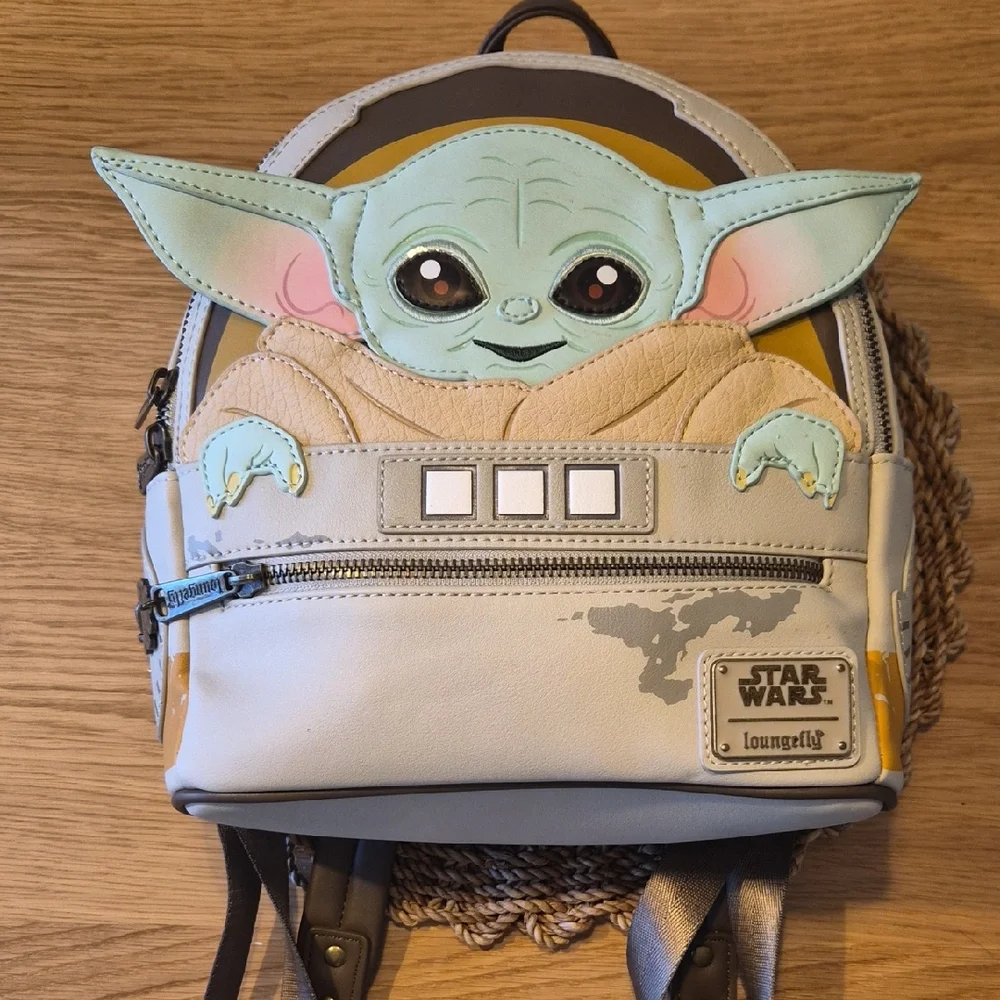 Loungefly Kids Grogu Mini Backpack - Green, Cream & Brown